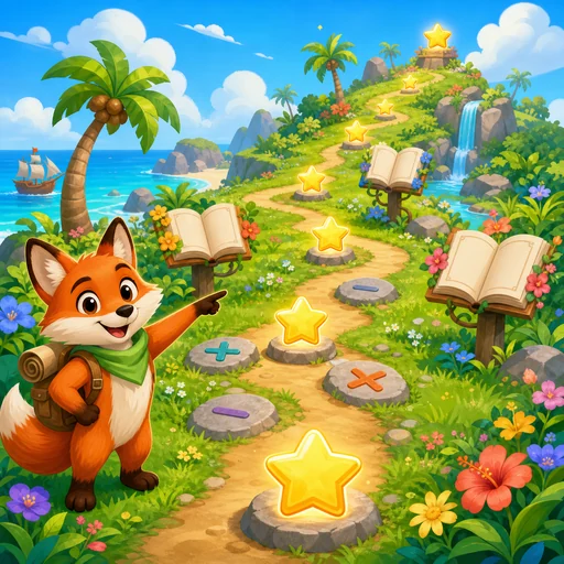 Pip on a STAR prep trail with reading and math stations