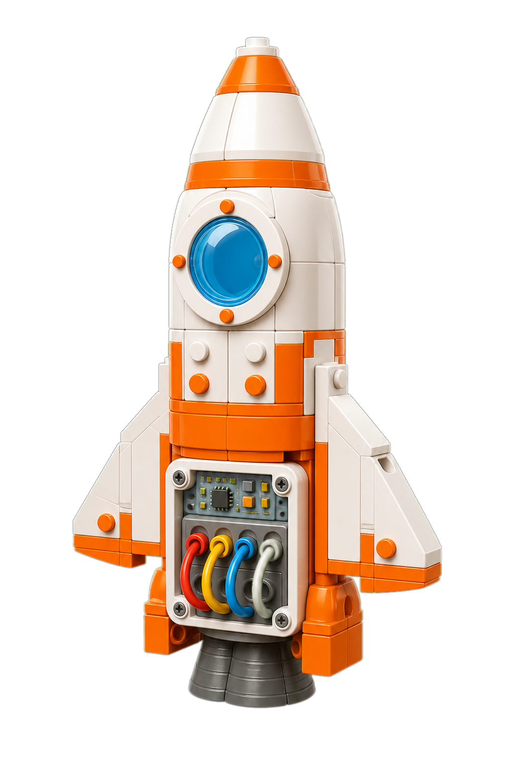 Toy rocket with a big engine wire panel