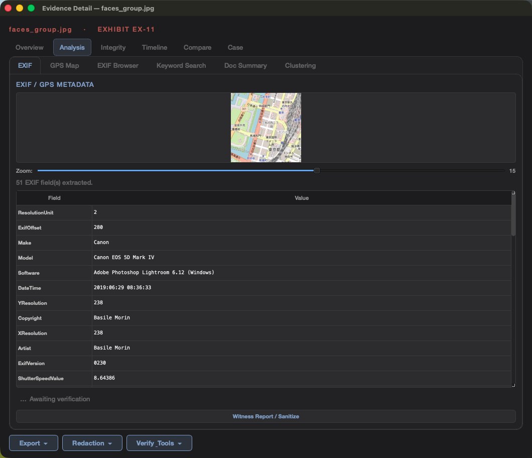 EXIF and GPS metadata plotted on a map