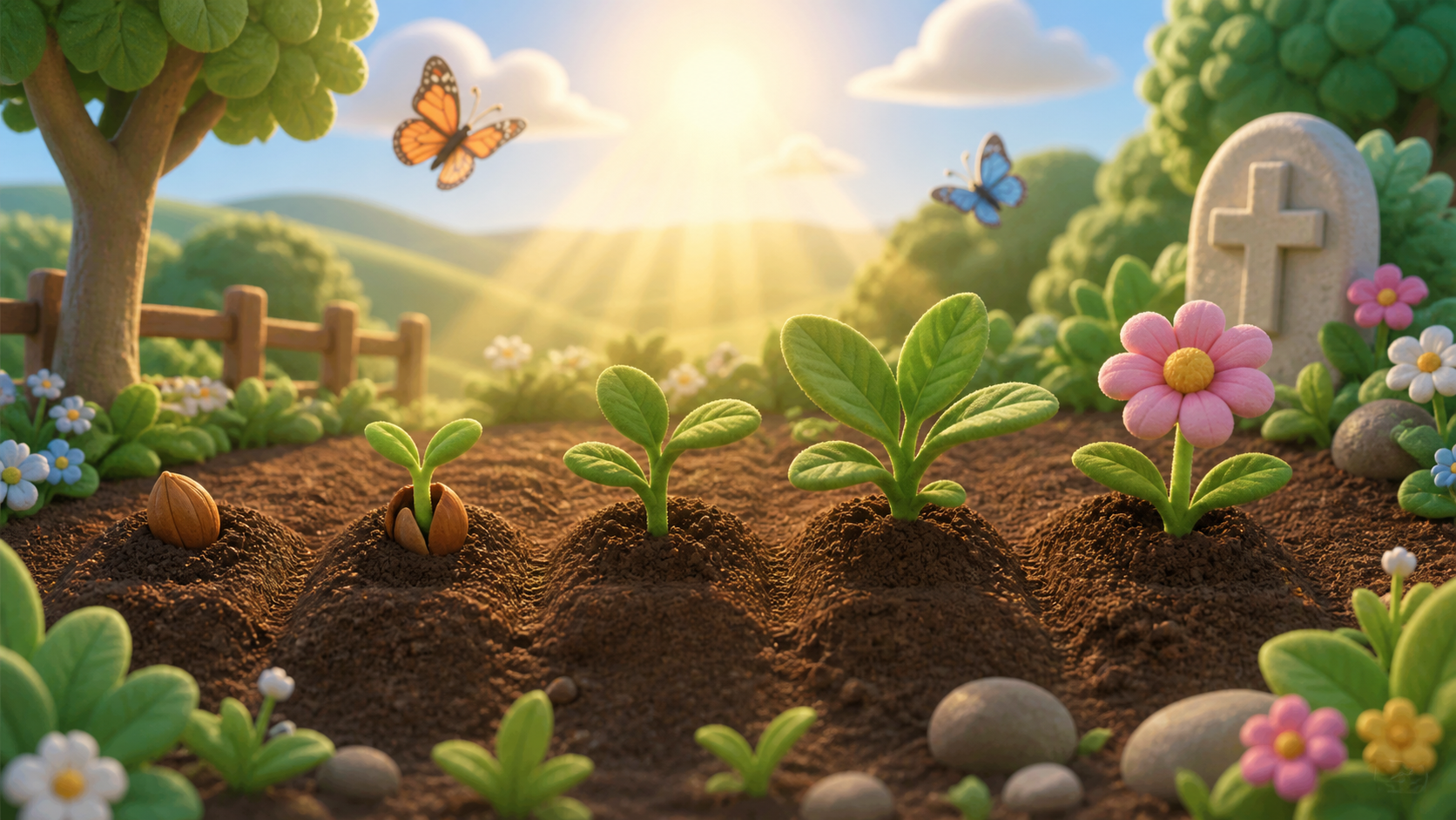 Little garden plants growing from seeds