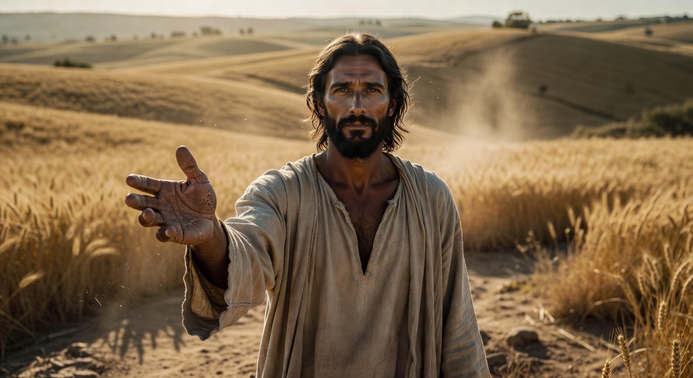Jesus reaching out an open hand