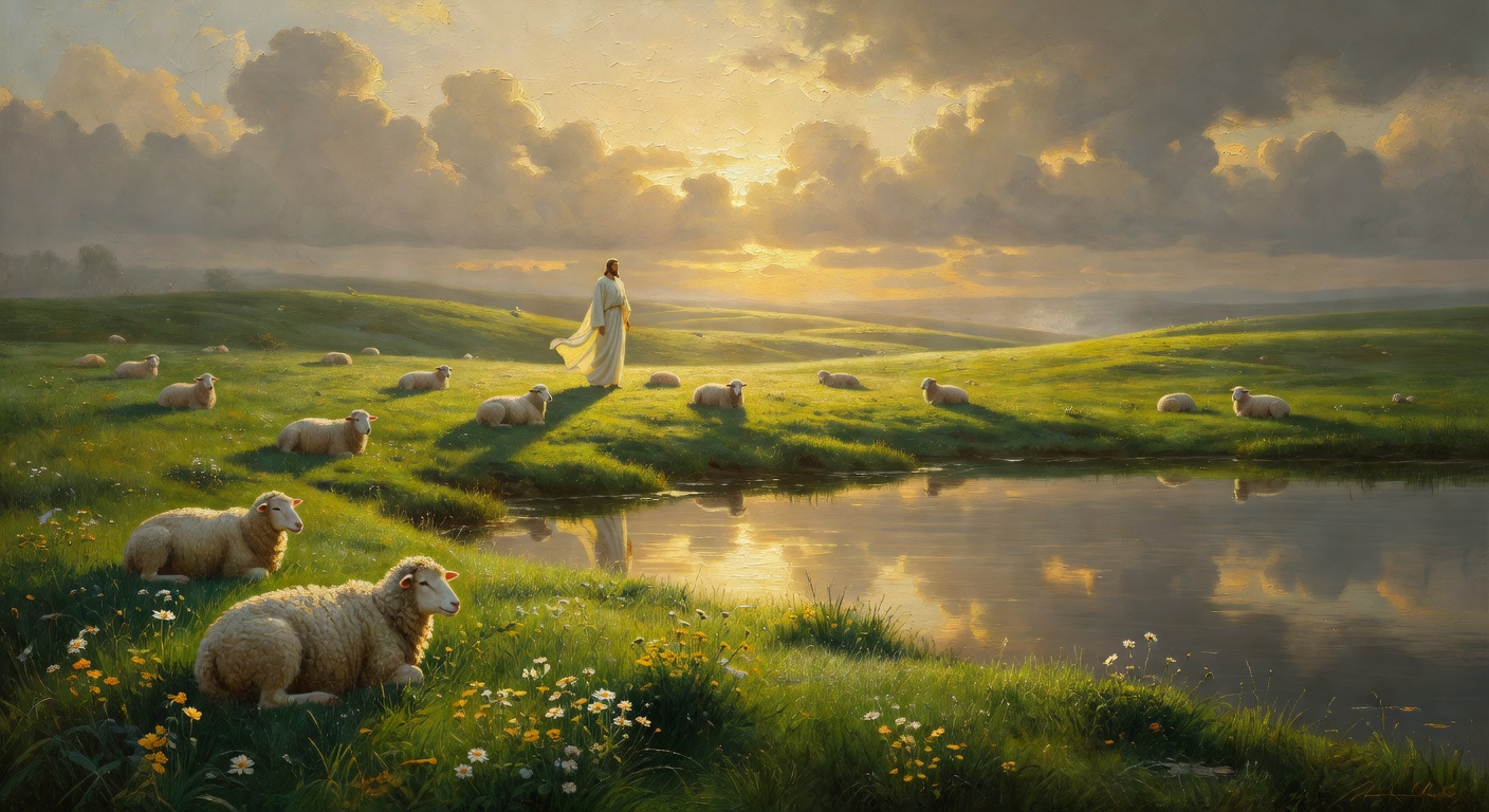 Green pastures and still waters at dawn